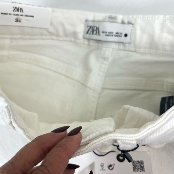 Zara The Skinny Flare Denim Off White Denim Jeans - Picture 8 of 16